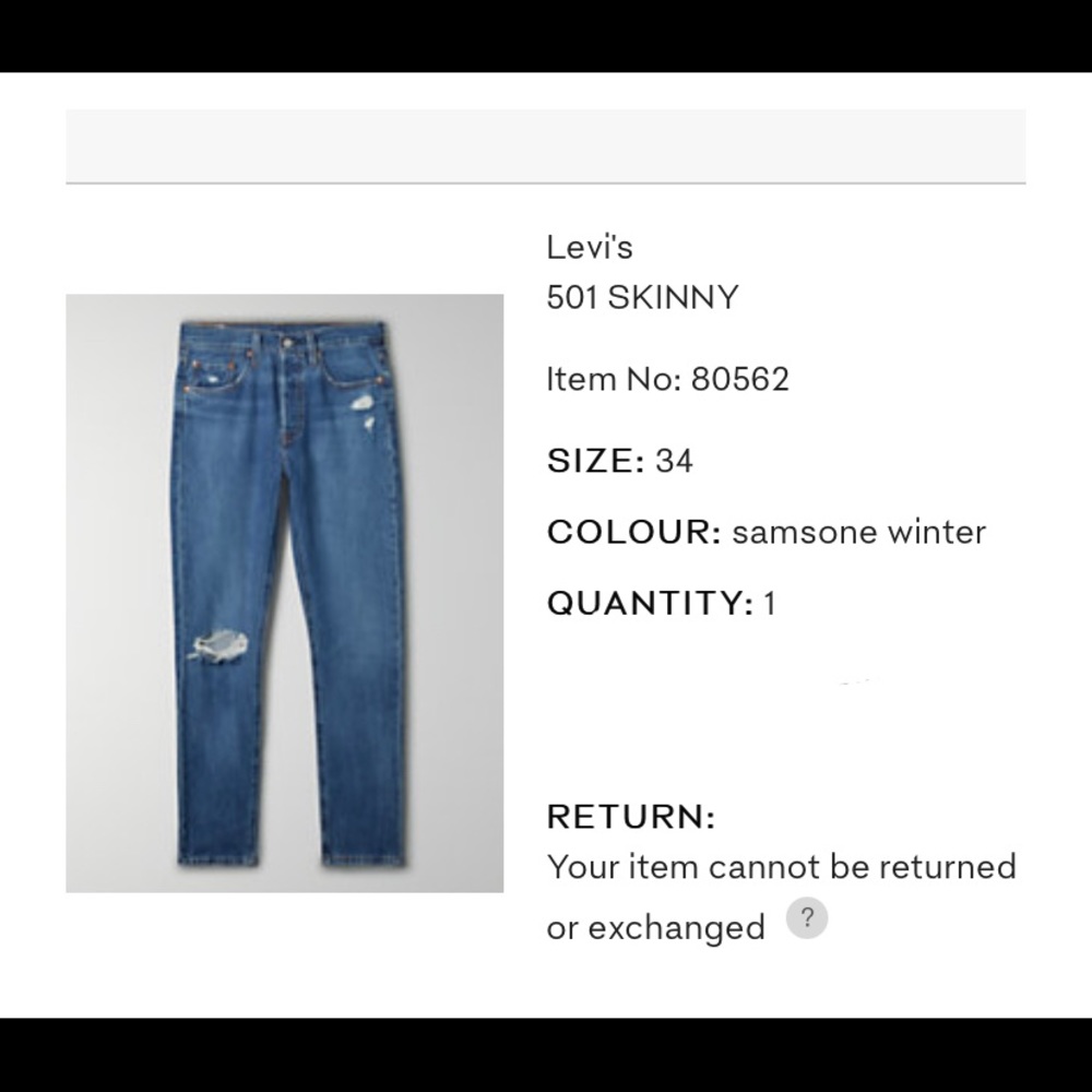 Levi’s 501 Skinny NWT - Picture 2 of 2